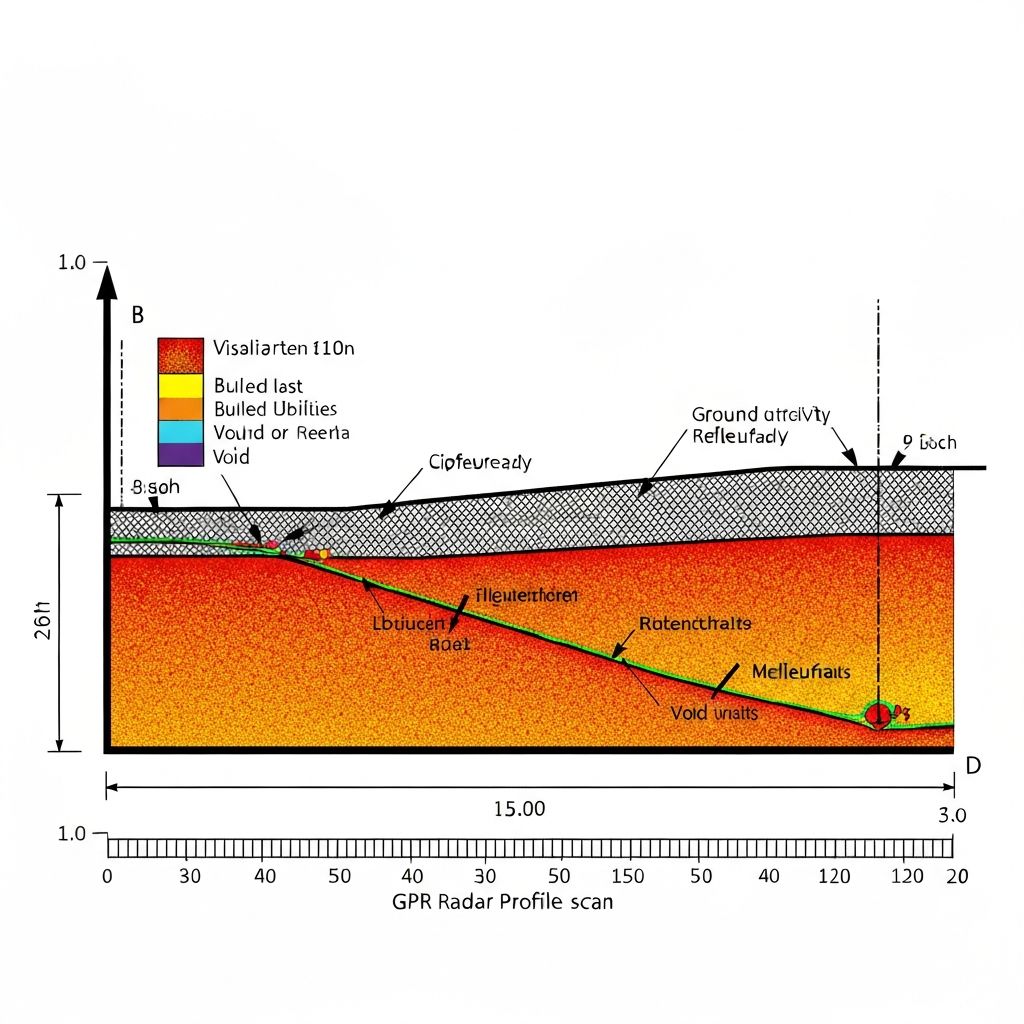 Visualisasi profil pemindaian GPR dengan data teknis